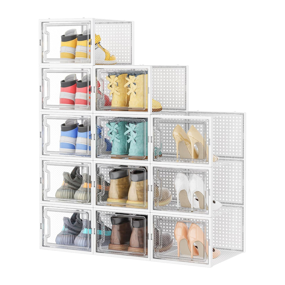 HOMIDEC XL Clear Shoe Storage Boxes, Stackable Shoe Organizer for Closet