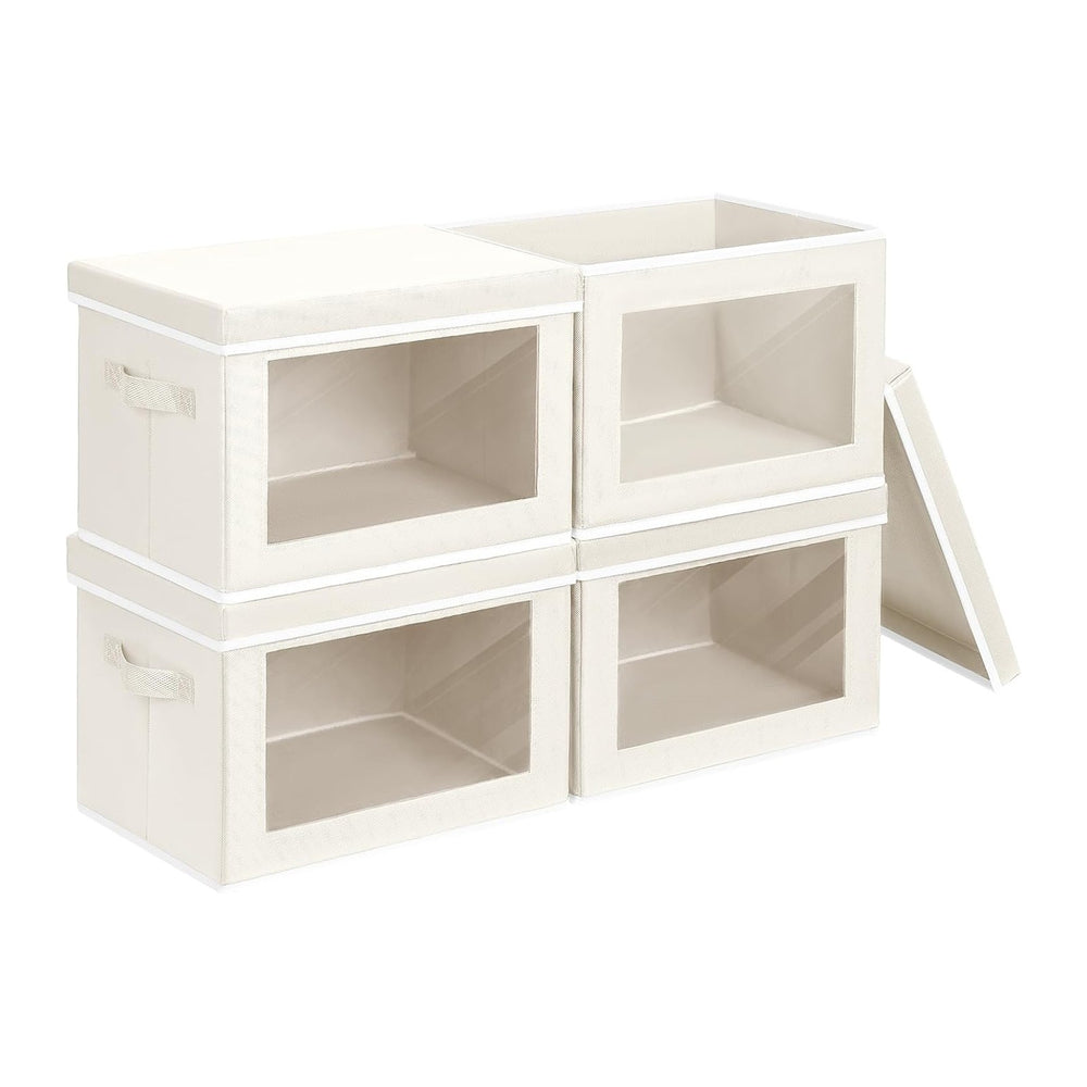 Homsorout Storage Bins with Lids, 4 Pack Large Storage Cubes with Window, Clo...