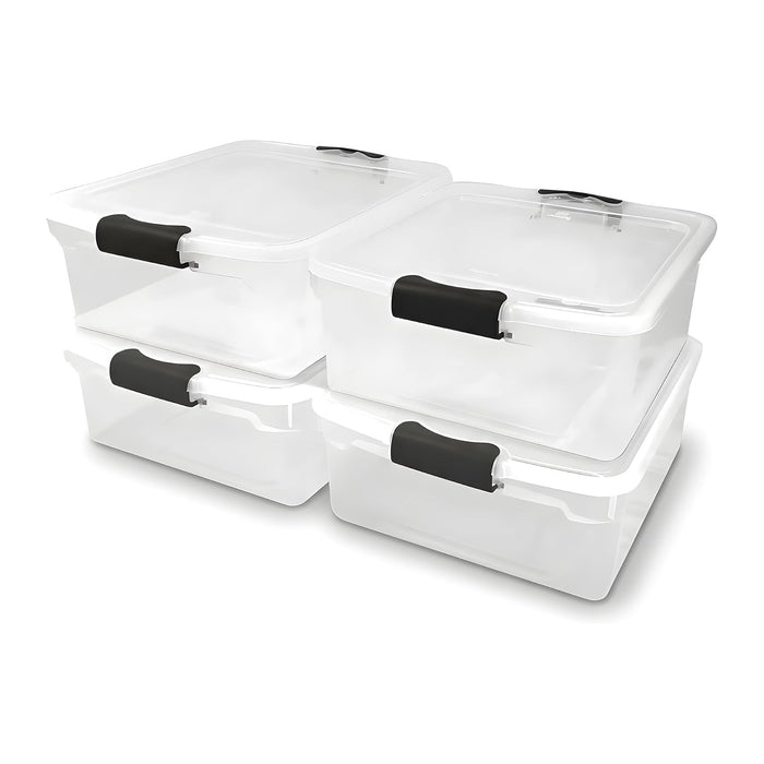 HOMZ 4-Pack Latching Lid, 15.5 Quart, and Office