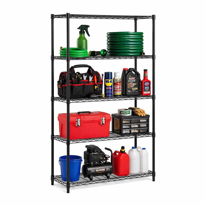 Honey-Can-Do 5-Tier Black Wire Shelf, NSF, 200 lb/Shelf, 36x14x72 in