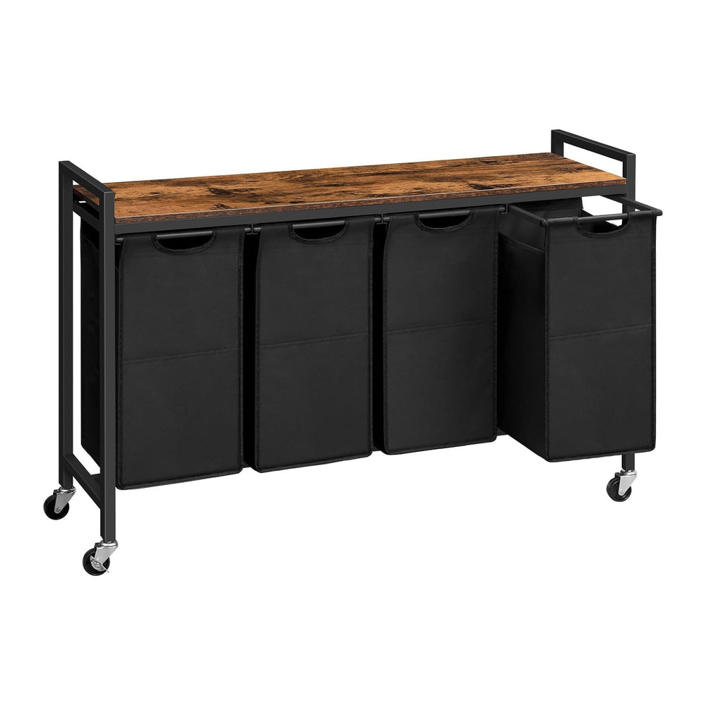 HOOBRO Laundry Sorter 4 Sections, Laundry Hamper with Wheels, 4 × 10.5 Gal (4...