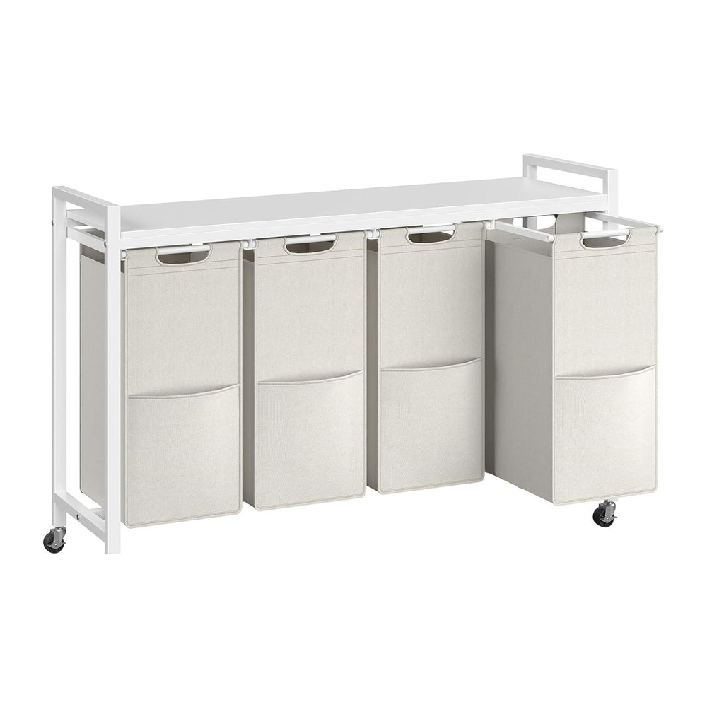 HOOBRO Laundry Sorter 4 Sections, Laundry Hamper with Wheels, 4 × 10.5 Gal (4...