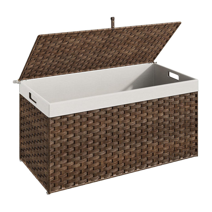 HOOBRO Storage Basket with Lid, 52.8 Gallon Wicker Basket, Handwoven Blanket
