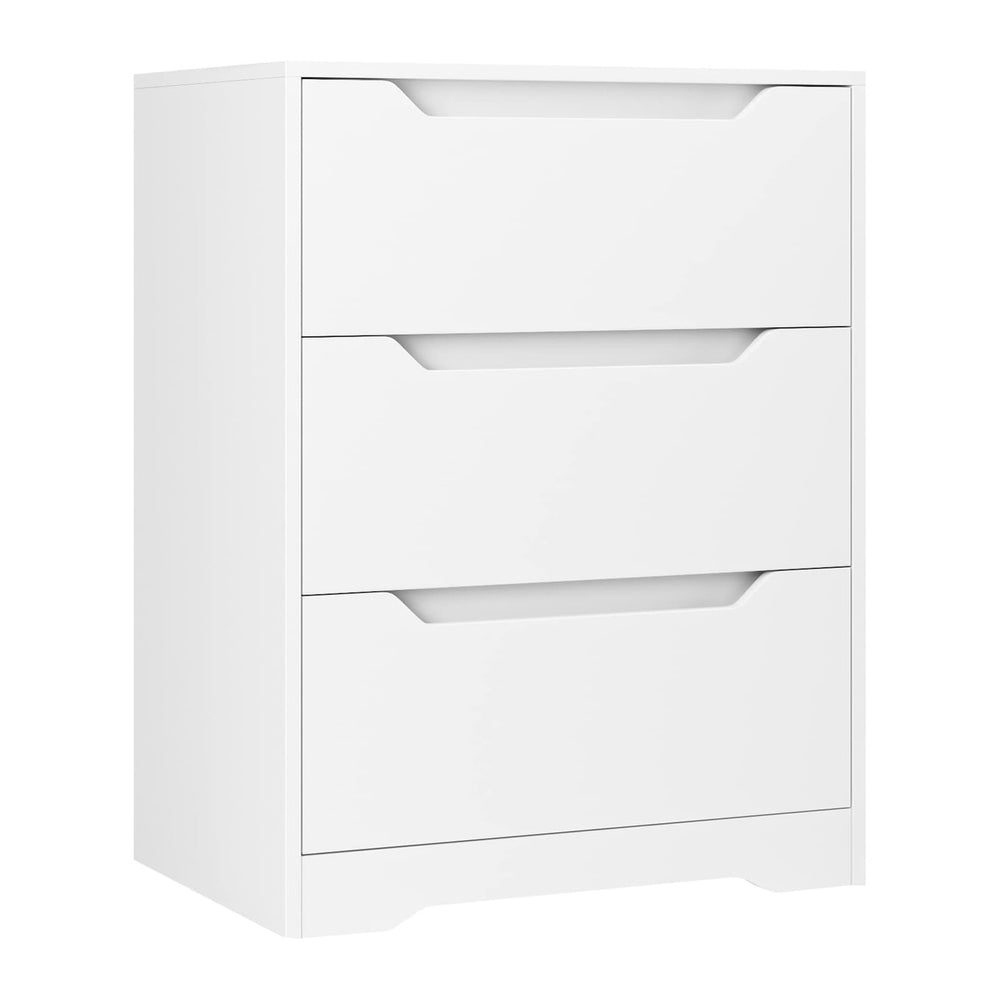 HOSTACK Modern 3 Drawers Dresser, Wood Chest of Drawers with Storage, White