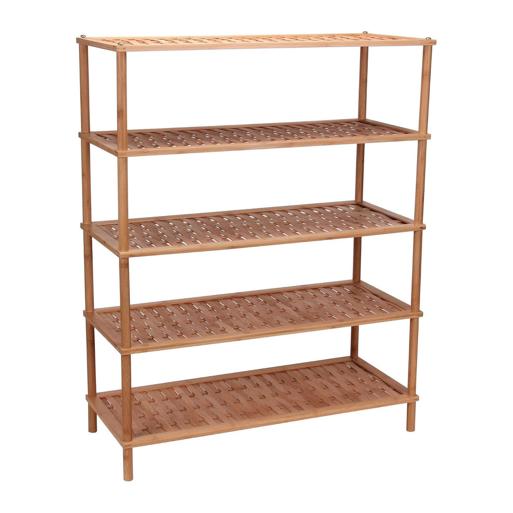 Household Essentials 5 Tier Bamboo Shoe Rack, Lightweight Storage Shelf, Bask...