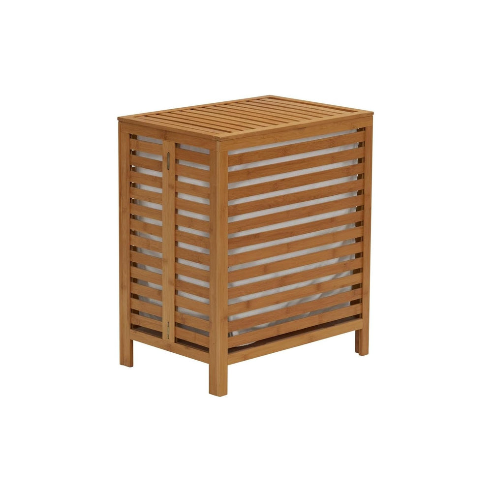 Household Essentials Bamboo Laundry Hamper, Slated Hamper with Natural Cotton...
