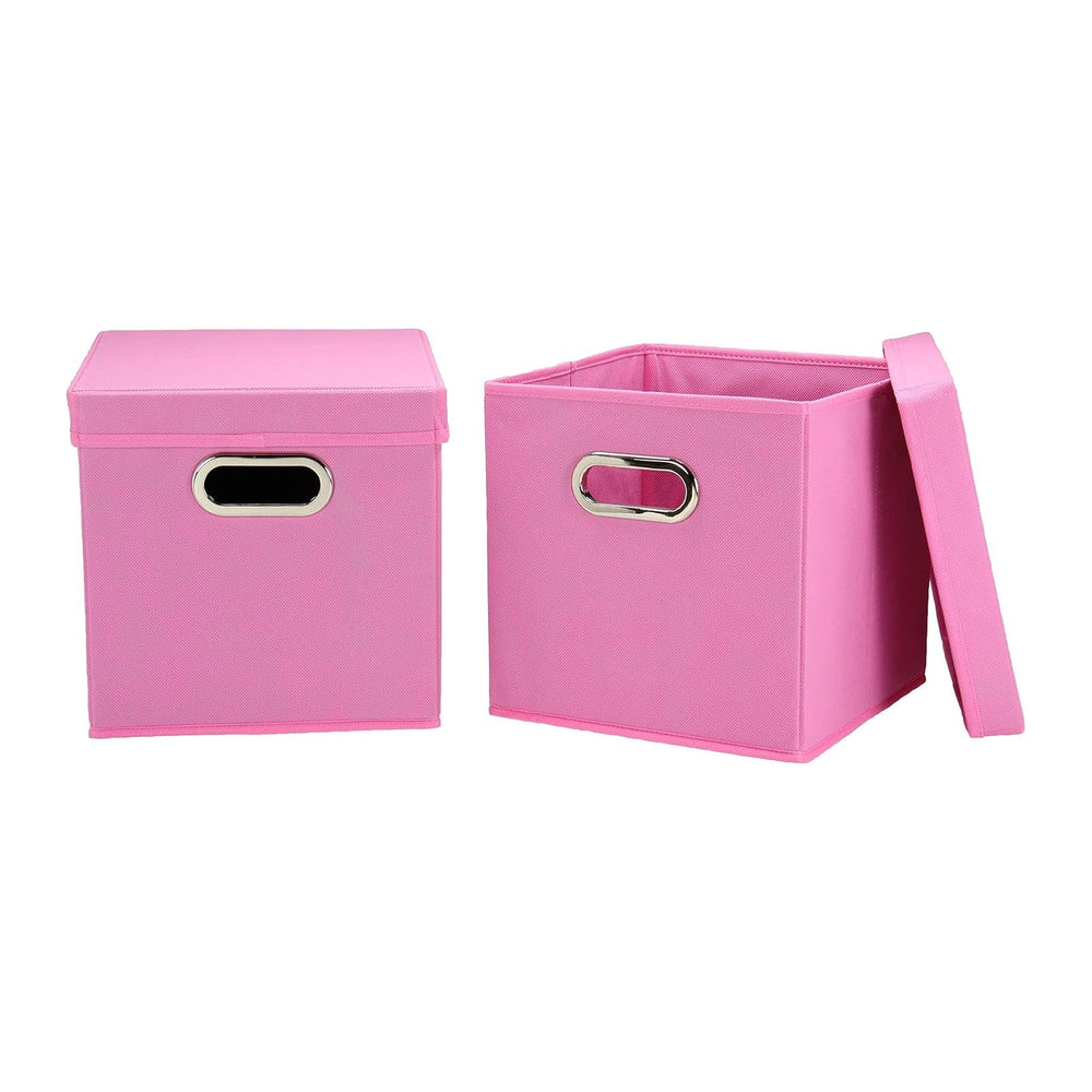Household Essentials Cube Set with Lids, Pink, 2-Pack