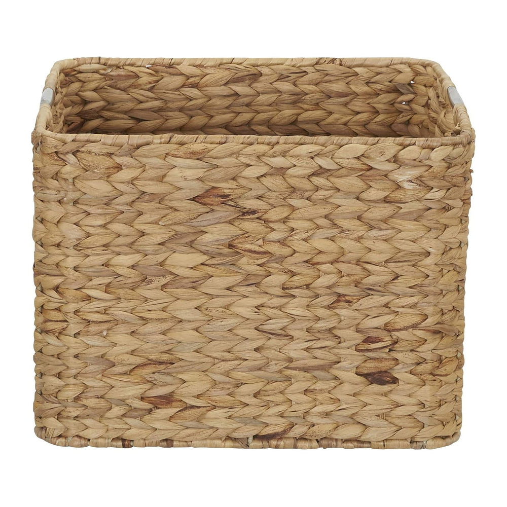 Household Essentials Square Wicker Basket with Handwoven Hyacinth Fibers, Sta...