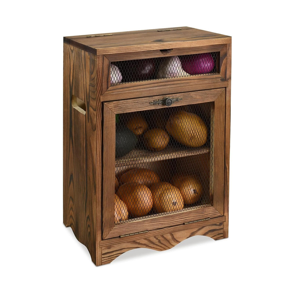 Ikee Design Free Assemble Wood Countertop Potato and Onion Storage Cabinet