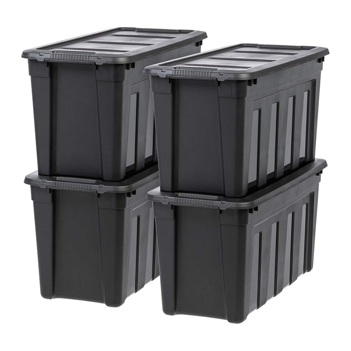 IRIS USA 4-Pack 31 Gal Heavy Duty Storage Totes with Lids, Black