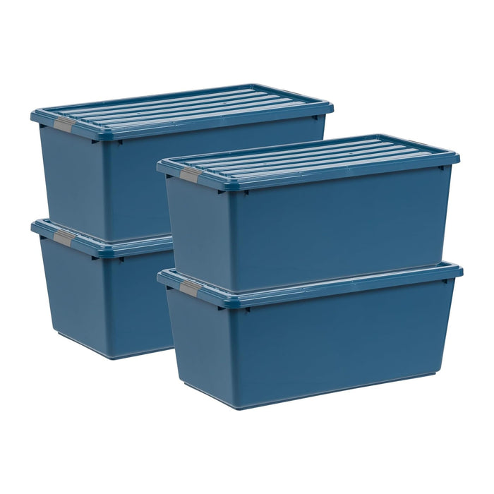 IRIS USA 4-Pack 91 Qt Stackable Storage Bins with Lids, Navy