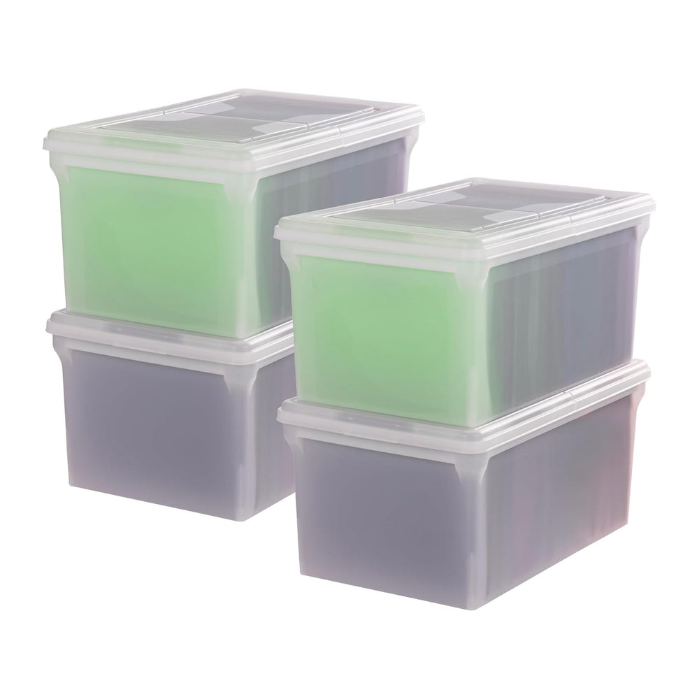IRIS USA 4-Pack Snap File Box with Locking Lid, Black
