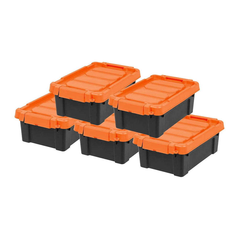 IRIS USA 5-Pack 3 Gal Heavy Duty Lockable Storage Totes with lids, Orange