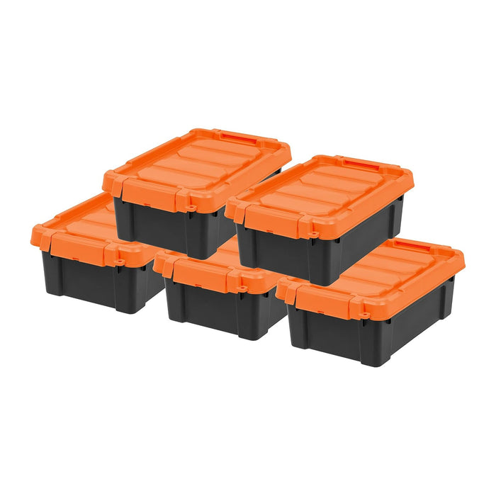 IRIS USA 5-Pack 3 Gal Heavy Duty Lockable Storage Totes with lids, Orange