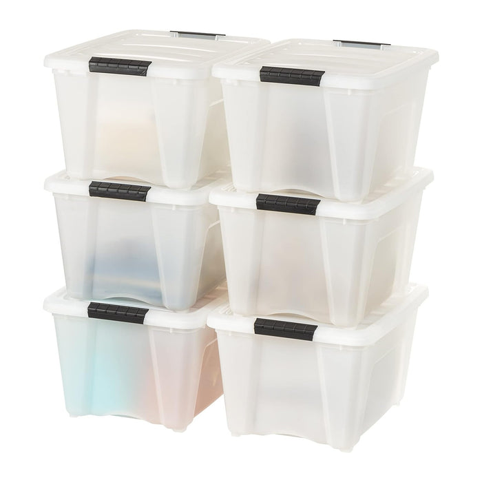 IRIS USA 6-Pack 32 Quart Storage Bins with Lids, Pearl