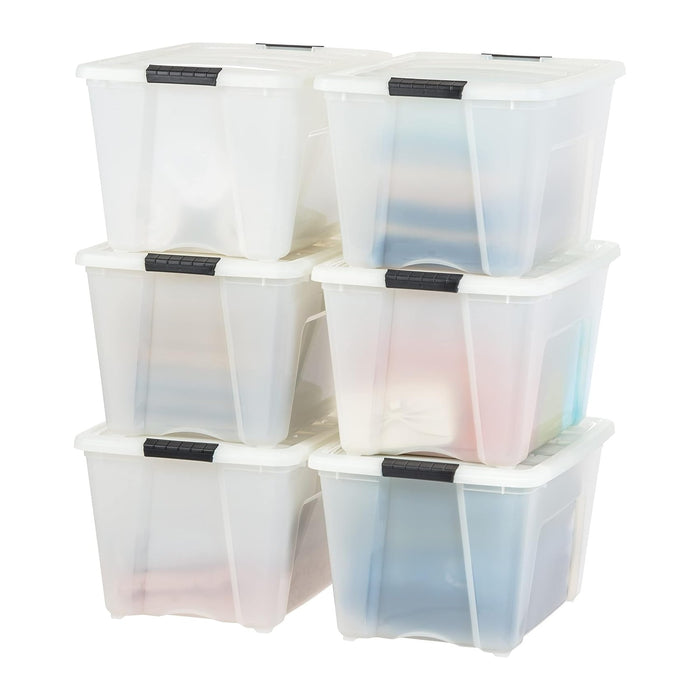 IRIS USA 6-Pack 54 Quart Storage Bins with Lids, Pearl