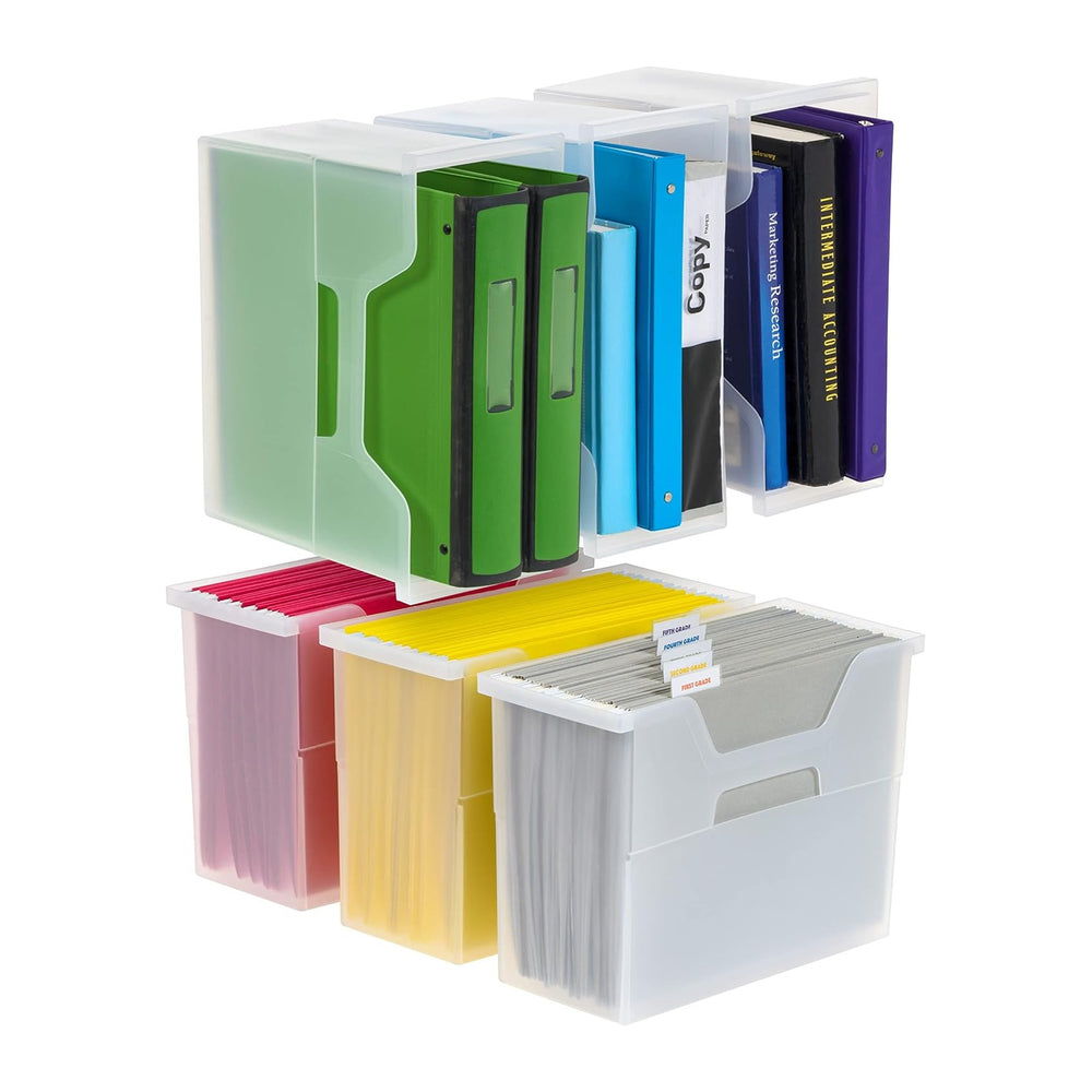 IRIS USA 6-Pack Medium Desktop File Box with Open Lid, Clear