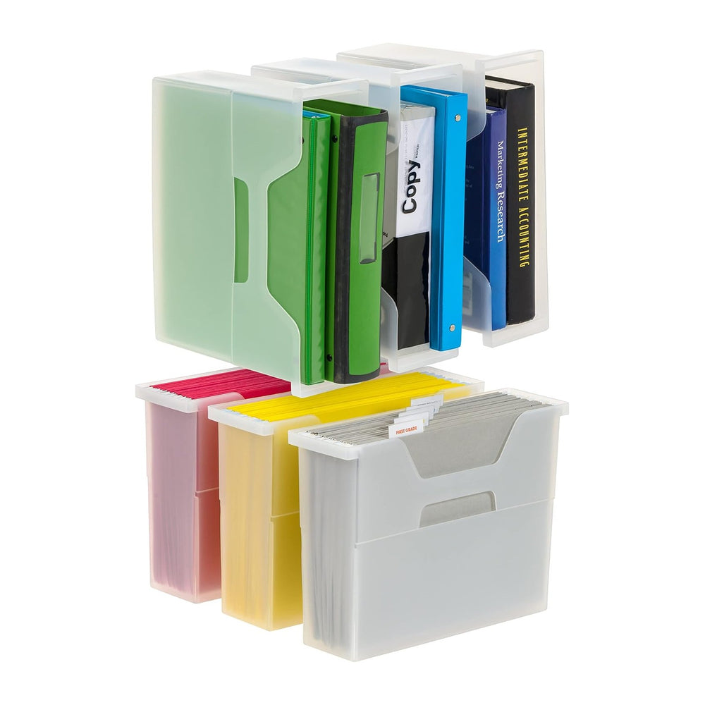 IRIS USA 6-Pack Small Desktop File Box with Open Lid, Clear