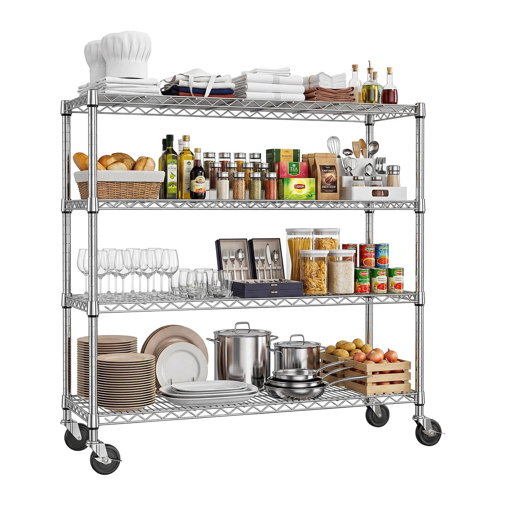 IZEUK 4-Tier Chrome Wire Shelving Unit with Wheels, Heavy Duty Storage Rack 1...