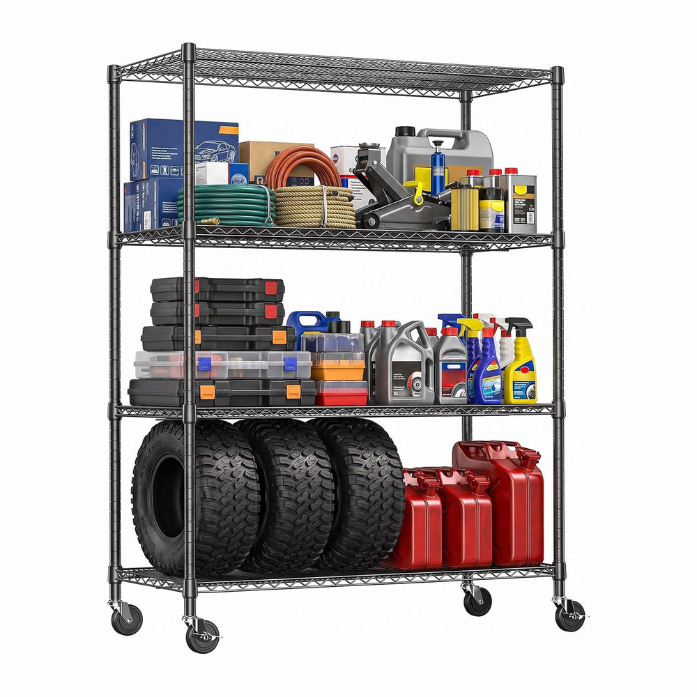 IZEUK Heavy Duty 72" Industrial Black Metal Garage Storage Shelf