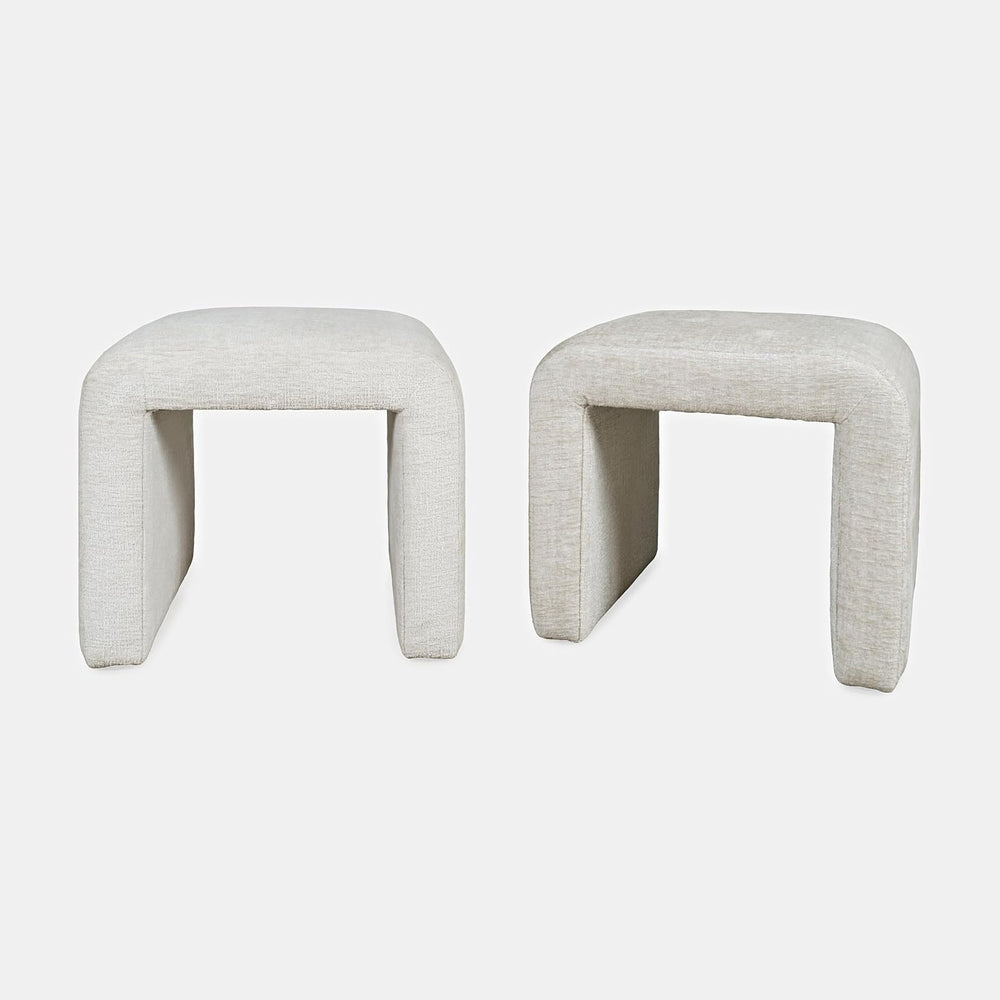 Jofran Sophia Upholstered Ottoman Bench Set of 2, Curved Waterfall Jacquard P...