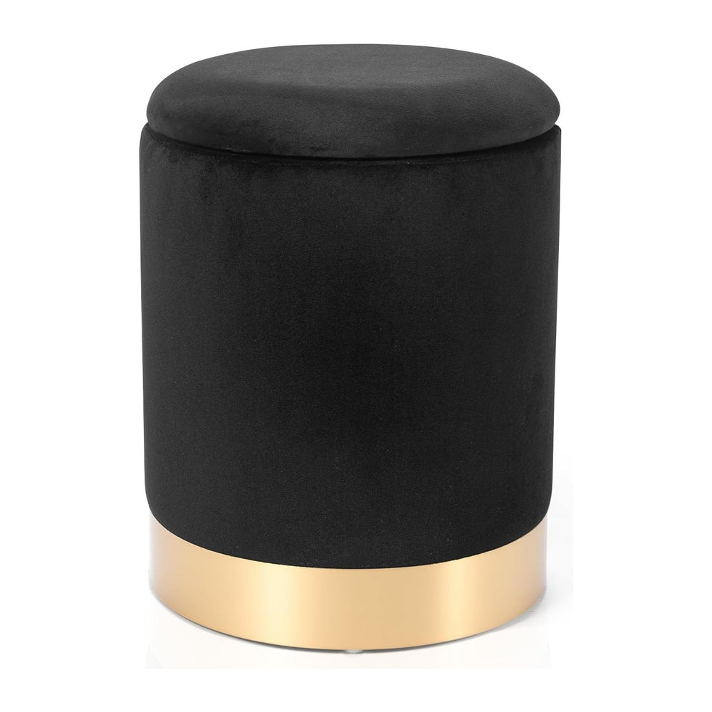 Joveco Round Storage Ottoman Footrest with Removable Lid, Velvet Upholstered ...