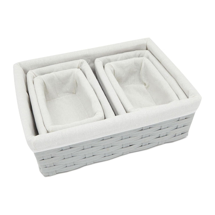 Juvale Wicker Nesting Baskets with Cloth Lining - 5-Pack Gray Rectangular Set - Stackable Storage Bins & Lined Baskets for Organizing Pantry, Closet