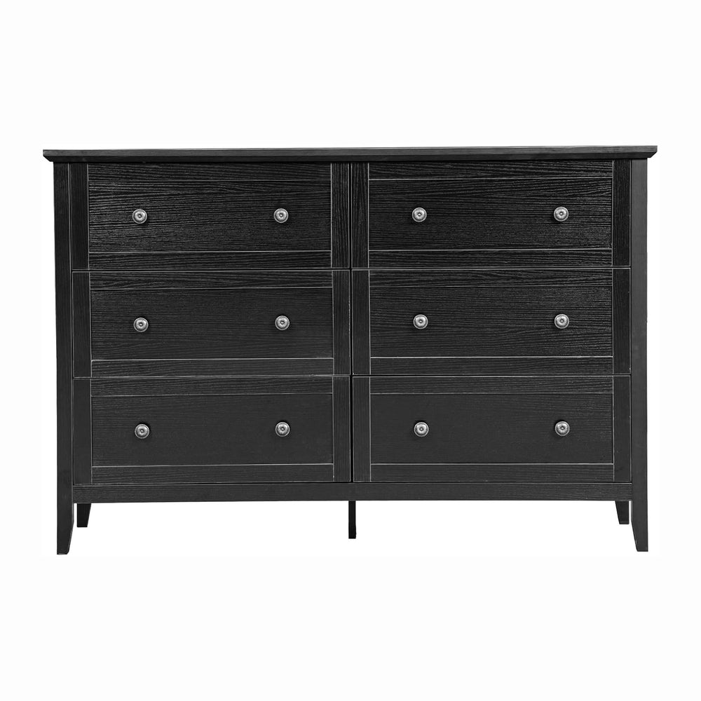 Karl home Black Farmhouse 6 Drawers Tall Dresser, Bedroom Storage Chest