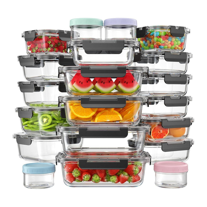 KEMETHY 40 PCS Glass Food Storage Containers with Lids