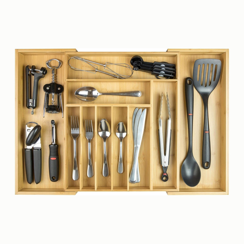 KitchenEdge Silverware & Utensil Drawer Organizer, 14-25 in, Bamboo
