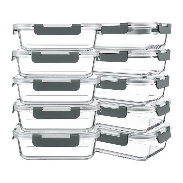 KOMUEE 10 Packs 30 oz Glass Meal Prep Containers with Lids