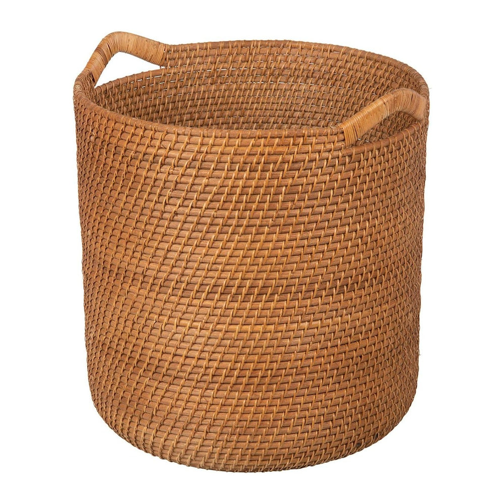 KOUBOO Laguna Round Rattan Storage Basket, Ear Handles, Large, Honey Brown
