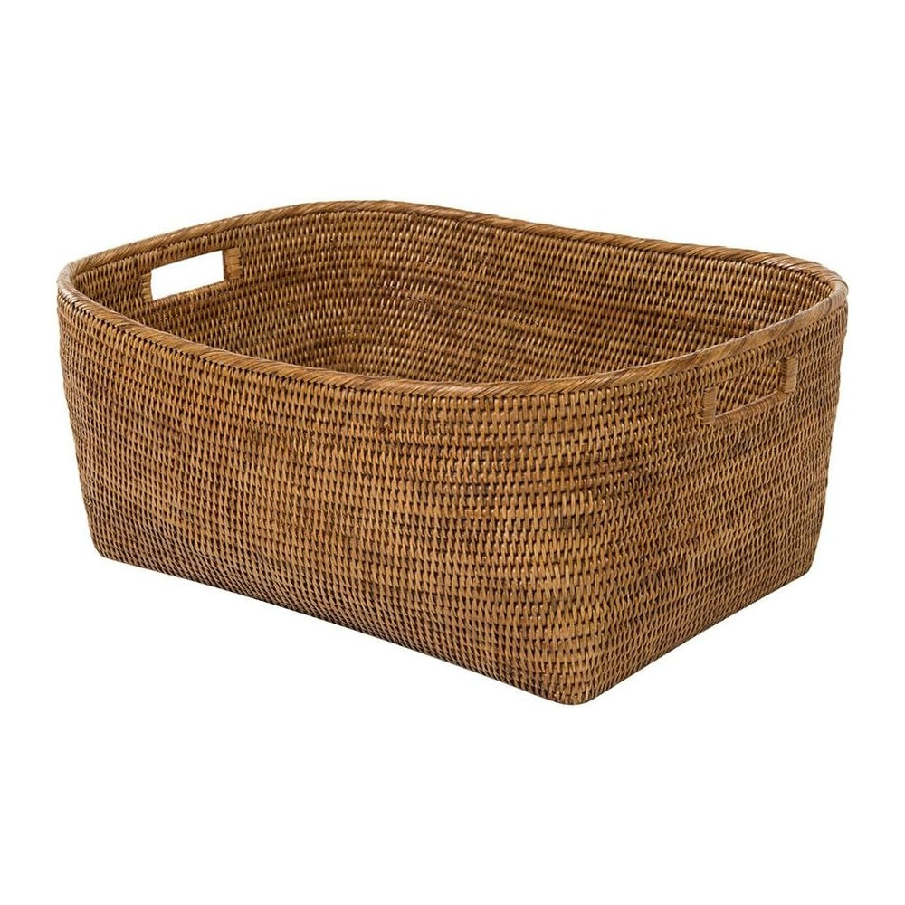 KOUBOO Oblong Rattan Storage Basket with Handles, Large Bin Honey Brown