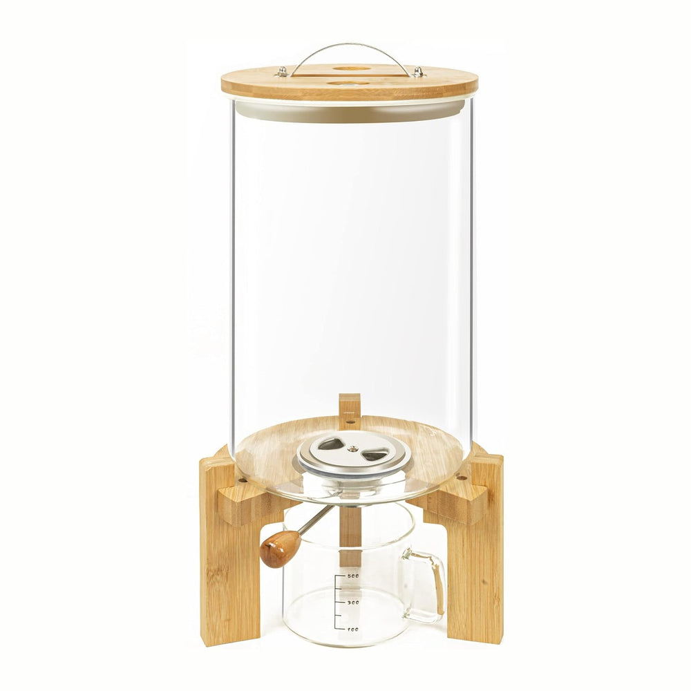 L'ÉPICÉA Glass Rice Dispenser with Bamboo Stand, Large Airtight Rice Stor...