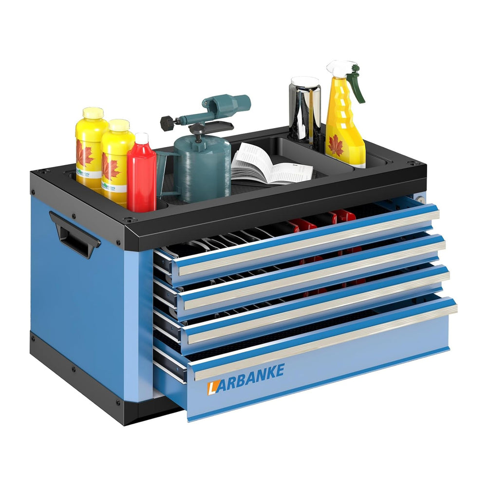 LARBANKE Portable 4-Drawer Tool Chest with Lock & Keys,Tool Box with Handle
