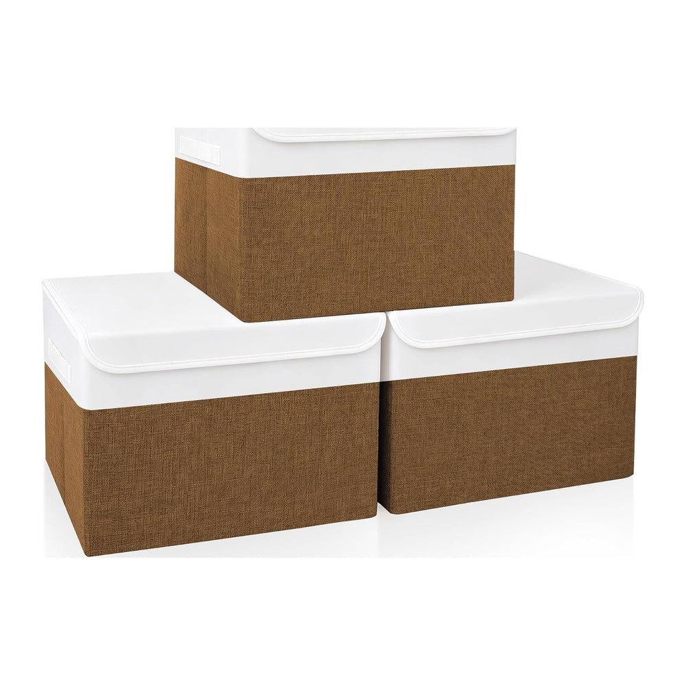 Large 17" 42 Quarts Collapsible Stackable Storage Bins with Lids [3-Pack...
