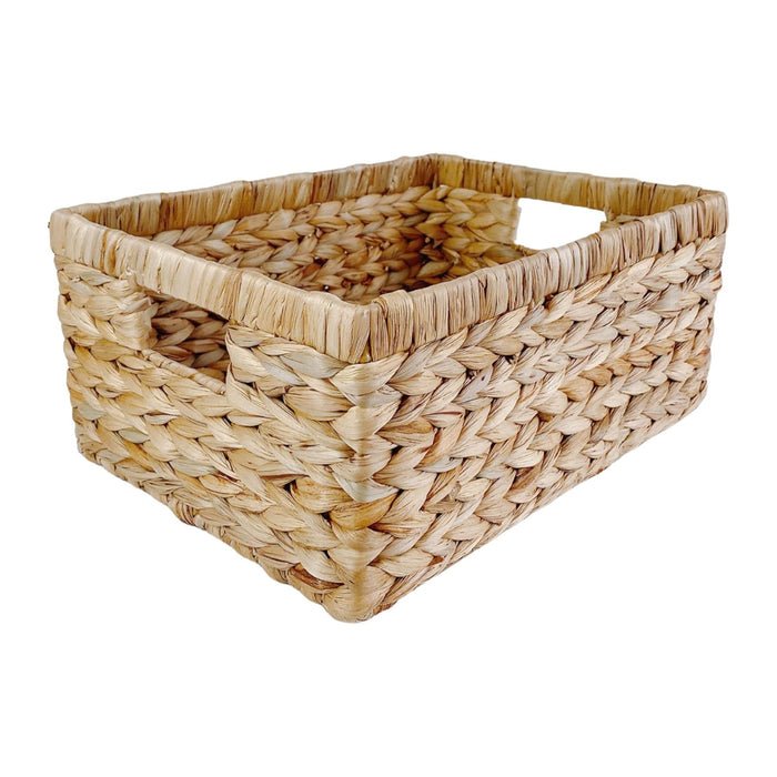 Large Handwoven Water Hyacinth Storage Wicker Basket with 2 Handles - Brown