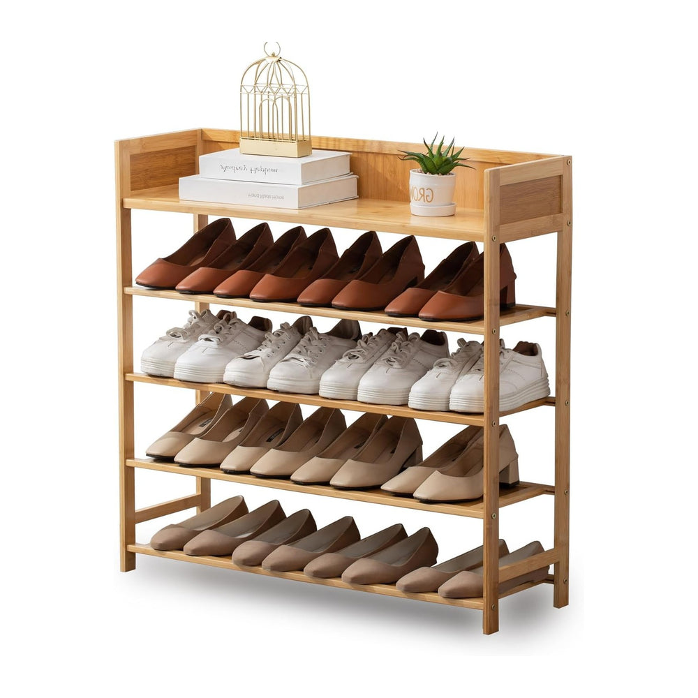 latifolia Bamboo Shoe Rack, 5-Tier Shoe Rack Organizer for Entryway, Living R...
