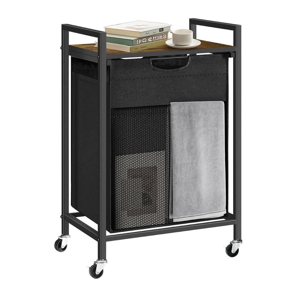 Laundry Hamper with Shelf, Laundry Basket with 1 Large Pull-Out Removable Bag...