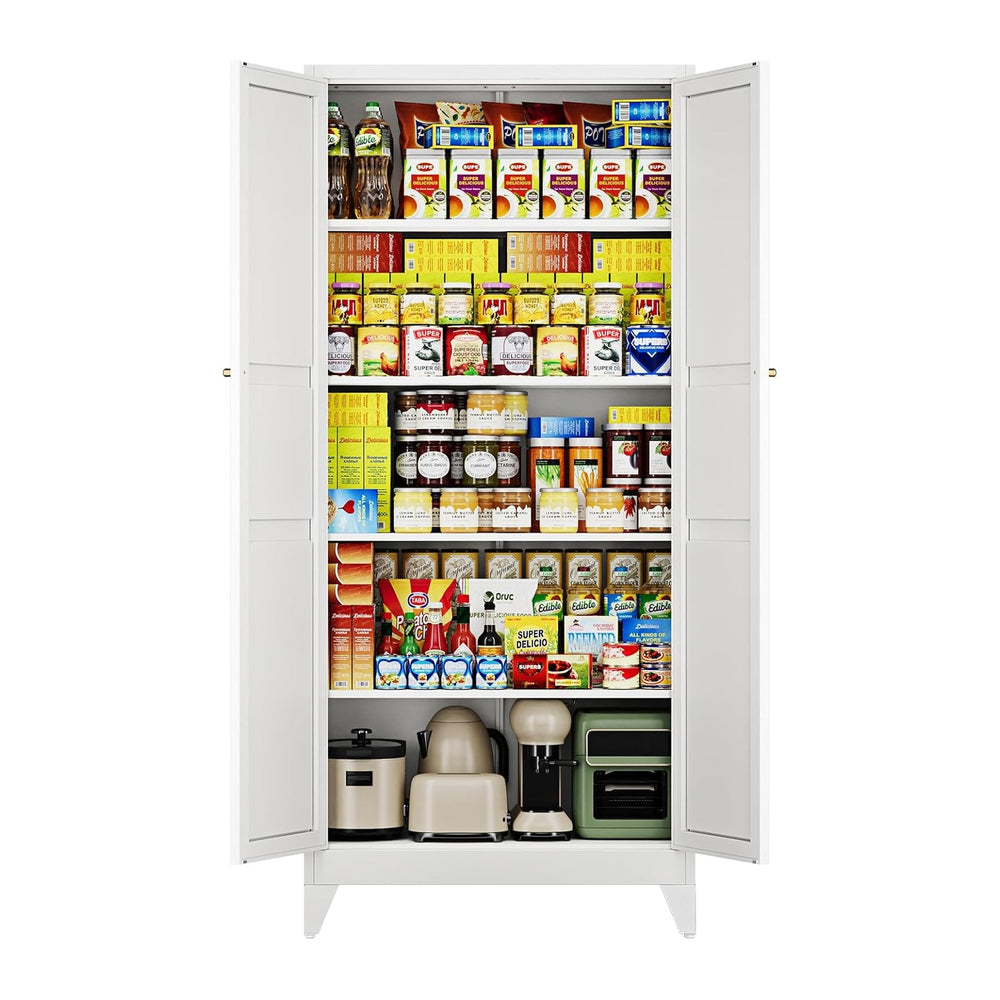 Letaya 75" H Metal Storage Cabinet with 2 Doors and 4 Shelves,Tall Kitch...
