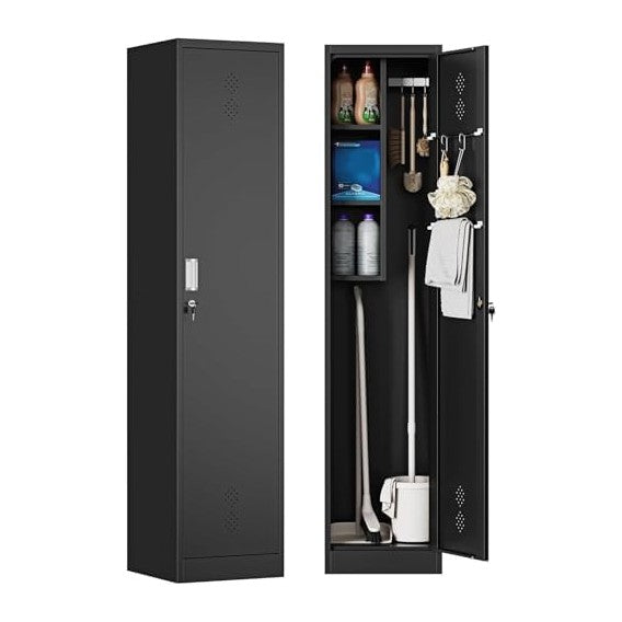 Letaya Broom Closet Storage Cabinet,Metal Cleaning Supply Tool Cabinet,Utilit...