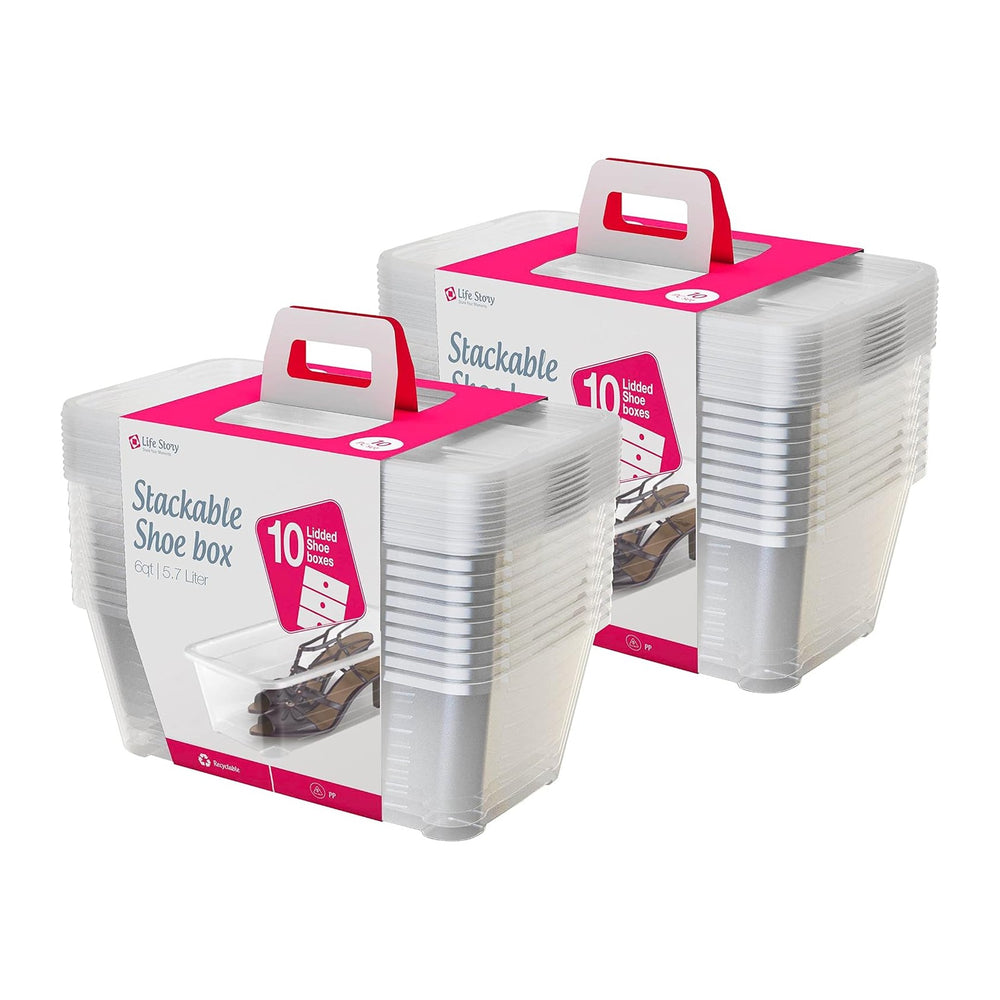 Life Story 20 Pack Plastic Storage Boxes, Stackable Organizer Tote Containers...