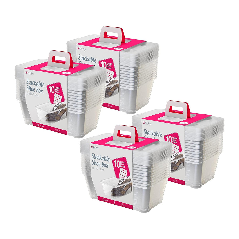 Life Story 6 Liter Plastic Storage Container Set, Stackable Shoe, Accessory, ...