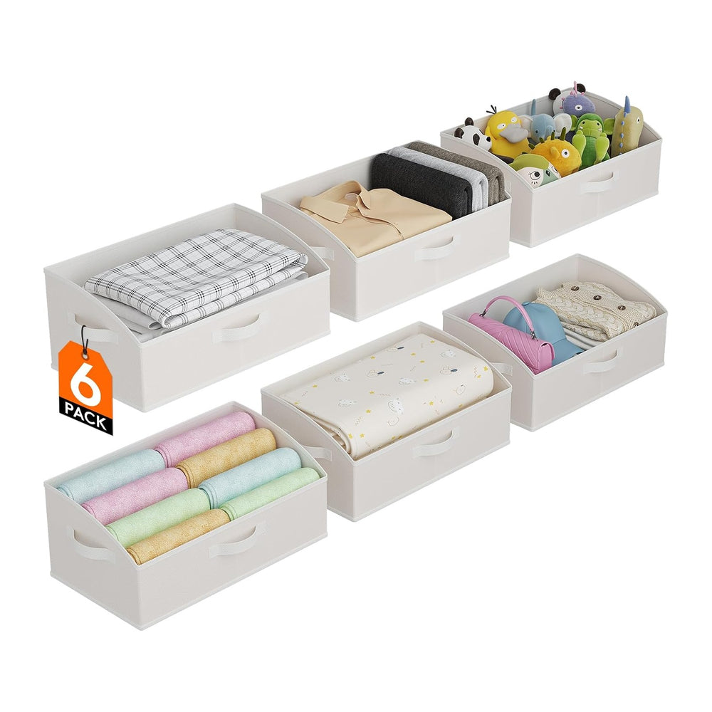 Lifewit Trapezoid Closet Storage Bin for Shelf, 6 Packs 23L, White