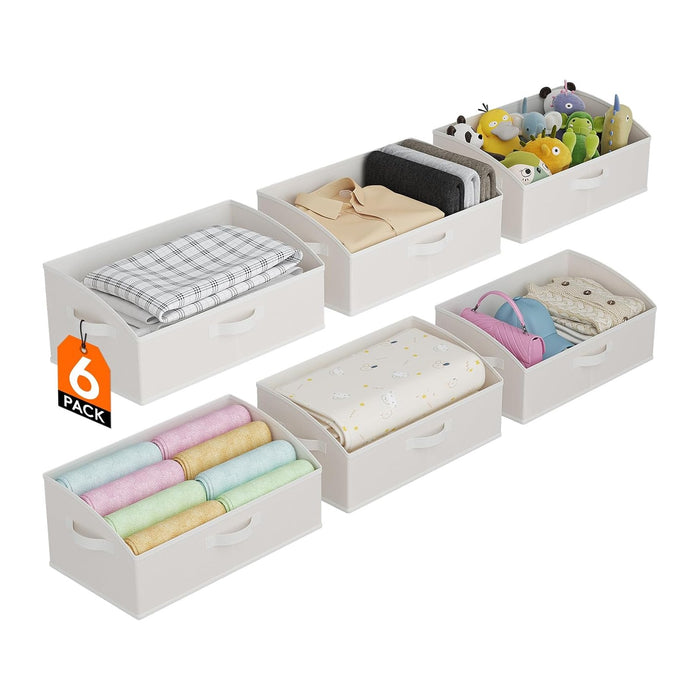 Lifewit Trapezoid Closet Storage Bin for Shelf, 6 Packs 23L, White