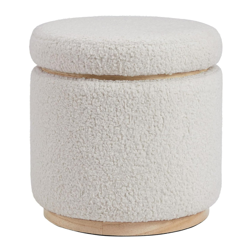 Linon Home Décor Cream Sherpa Round Storage Wooden Base by Linon Lexington Ot...