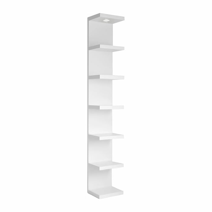 LitaEther Versatile 7 Tier Wall Shelf Unit,White Lack Wall Shelf,Display Floating Shelf with LED Remote Control Light