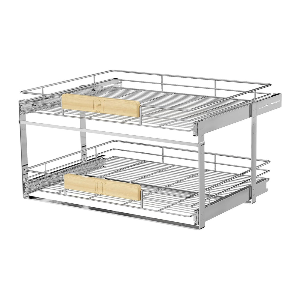 LOVMOR 2 Tier Pull Out Cabinet Organizer 28½" W x 21½" D, Slide Out...