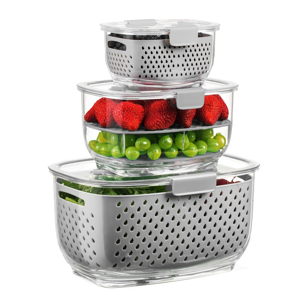 LUXEAR Fresh Produce Vegetable Fruit Storage Containers 3Piece Set, BPA-free ...