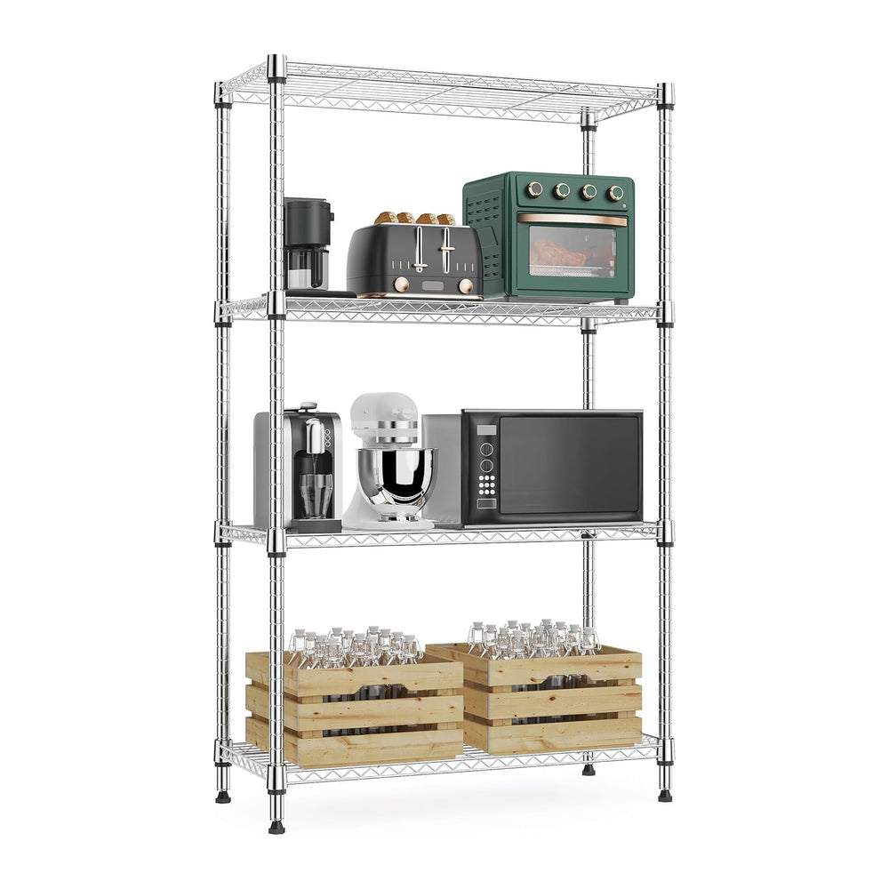 M MZG 1000 lbs 4Tier Shelf Metal Storage Shelves Wire Rack Closet Organizers ...